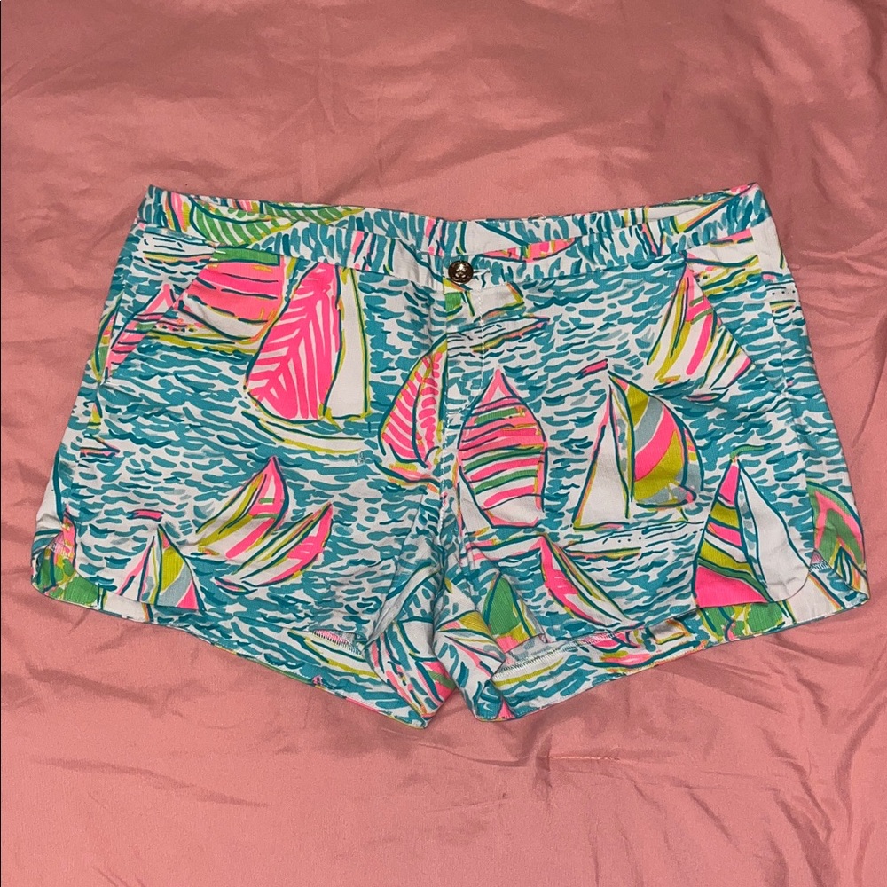 Lilly Pulitzer Pink and Blue Sailboat Women's Shorts